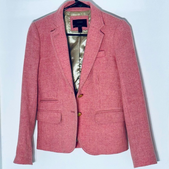 J.Crew Schoolboy blazer 0. Pink wool herringbone. - Picture 1 of 2